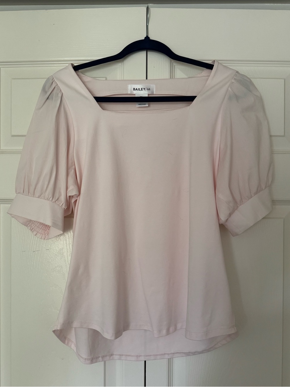 Bailey 44 Pale Blush Square Neck Puff Sleeve Blouse